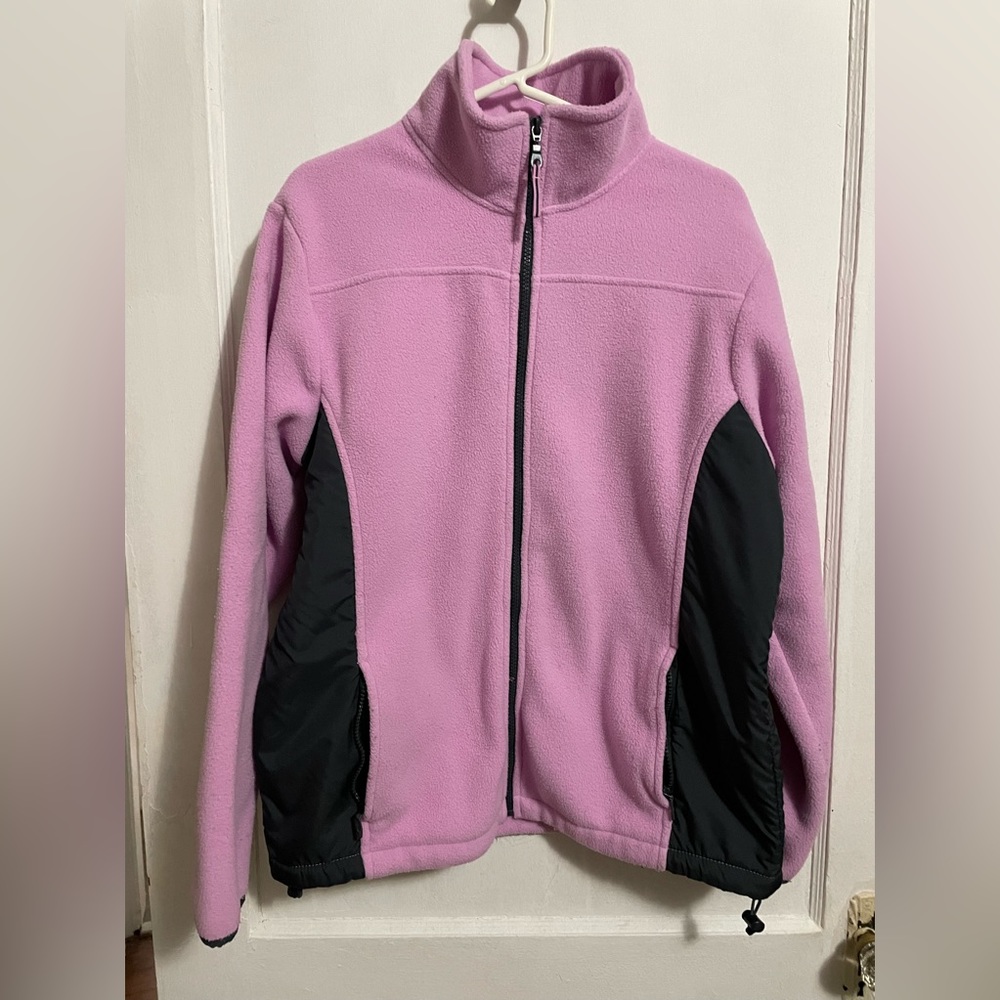 Athletic Works Pink Zip Front Jacket w/Black Insets - Large